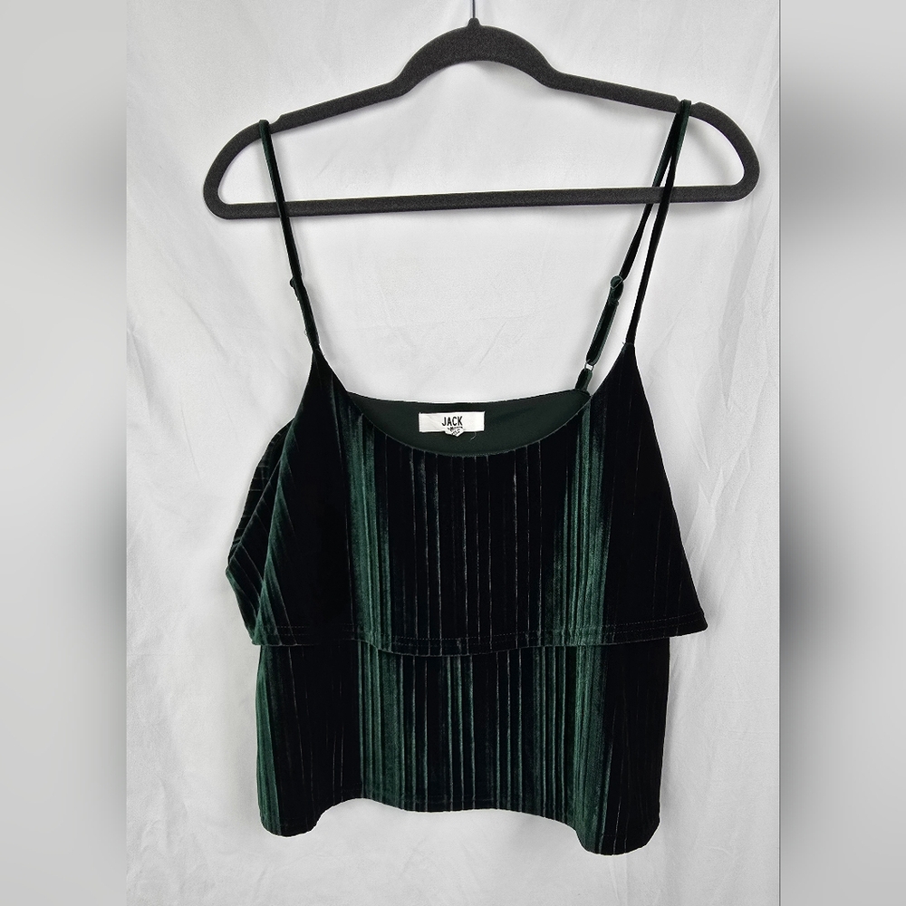 Jack by BB Dakota Tiered Velvet Party Cropped Sleeveless Women's Top sz M